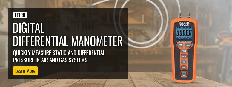 Image of the Klein Tools ET180 Digital Differential Manometer