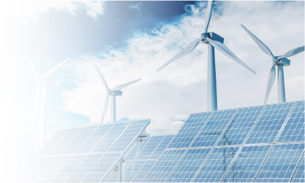 Wind turbines and solar panels