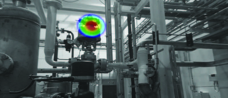 An acoustic image of compressed air leak in factory