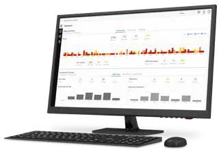 Computer with software displayed on screen