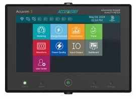 Accuenergy Acuvim 3 Series Advanced Power Quality Meter with panel mount and display, 5 A, AC/DC-