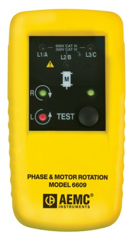 AEMC 6609 3-Phase Rotation Meter, Pr-1, 100-600V AC-