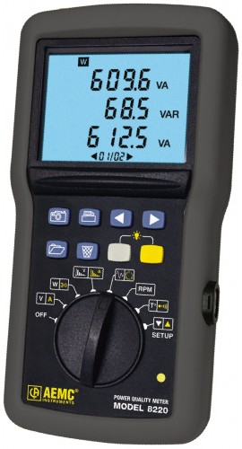 AEMC 8220 Single Phase Portable Power Analyzer, 40 to 70Hz-