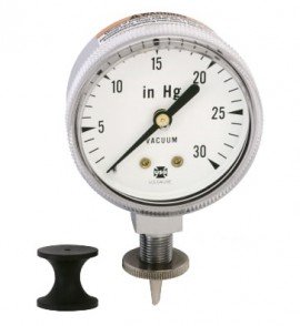 Ametek US 050462A Pressure Gauge with piercing needle and brass chrome-plating, 0 to 30&amp;quot;HG, 2&amp;quot; dial,-