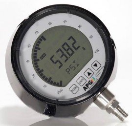 APG PG10 Series Digital Pressure Gauge, 0 to 1000 psis, 5.45&amp;quot; dial, &amp;frac14; to 18 NPTM bottom, weather-resistant injected molding phenolic housing-