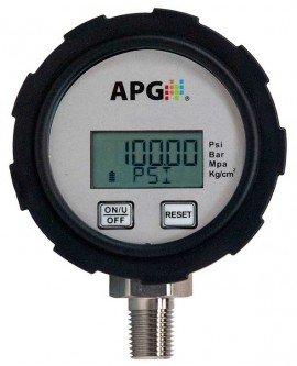 APG PG2 Series Digital Pressure Gauge, 0 to 30 psig, 3.14&amp;quot; dial, &amp;frac14; to 18 NPTM bottom, fiberglass-reinforced PP plastic housing-