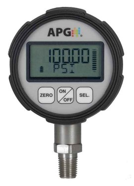 APG PG7 Series Digital Pressure Gauge, 0 to 100 psig, 3.25&amp;quot; dial, &amp;frac14; to 18 NPTM bottom, injection molded EMI-X PDX-W-88341 housing-