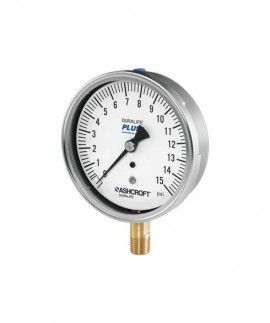 Ashcroft 1009 Pressure Gauge, 0 to 100 psi, 2.5&amp;quot; dial, &amp;frac14;&amp;quot; NPT male lower, SS housing-