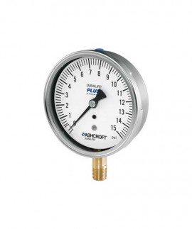 Ashcroft 1009 Pressure Gauge, 0 to 100 psi, 2.5&amp;quot; dial, &amp;frac14;&amp;quot; NPT male lower, SS housing-