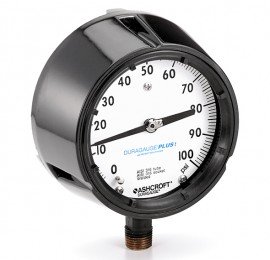 Ashcroft 1279 Duragauge Pressure Gauge, 0 to 1000 psi, 4.5&amp;quot; dial, &amp;frac12; NPT male lower, phenolic-