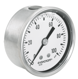 Ashcroft 1008 Pressure Gauge, 0 to 160 psi, 2.5&amp;quot; dial, &amp;frac14;&amp;quot; NPT male center back, SS housing-
