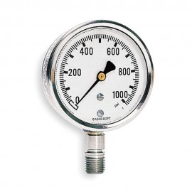 Ashcroft 1008 Pressure Gauge, 0 to 600 psi, 2.5&amp;quot; dial, &amp;frac14;&amp;quot; NPT male lower, SS housing-