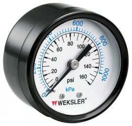Weksler UA35G4L Dry Pressure Gauge, 0 to 600 psi and 42 bar (4200 kPa), 3.5\ dial size"-
