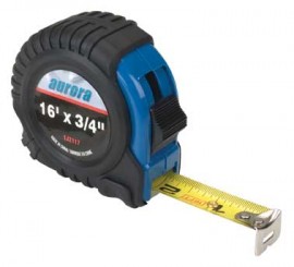 Aurora Tools TJZ117 Heavy-Duty Measuring Tape with Composite Grip, Inch/Foot Graduations, 0.75" x 16'-