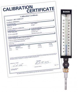 Baker 9VU35-245-NIST Industrial Thermometer, 30 to 240&amp;deg;F/0 to 114&amp;deg;C,-