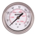 Baker AHNC Series Liquid Filled Pressure Gauge, 0 to 1500 psi/0 to 10,500 kPa, 2.5&amp;quot; dial, &amp;frac14;&amp;quot; NPT back, SS housing-