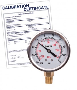 Baker AVNC Series Liquid Filled Pressure Gauge, 30&amp;quot;Hg-0 to 30 psi, 2.5&amp;quot; dial, &amp;frac14;&amp;quot; NPT bottom, SS housing,-