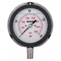 Baker LF45 Series Liquid Filled Pressure Gauge, 0 to 400 psi/0 to 2800 kPa, 4.5&amp;quot; dial, &amp;frac12;&amp;quot; NPT bottom, impact resistant phenolic case-
