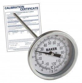 Baker T3009-250 Bimetal Thermometer, 0 to 250&amp;deg;F (-20 to 120&amp;deg;C),-