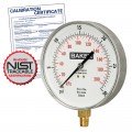 Baker 421AVND Series Pressure Gauge, 30&amp;quot;Hg-0&amp;quot; V AC, 4.5&amp;quot; dial, &amp;frac14;&amp;quot; NPT bottom, SS housing,-