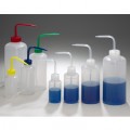 Bel-Art 116150500 Narrow Mouth Wash Bottle, 16Oz, Blue Closure, Qty 6-
