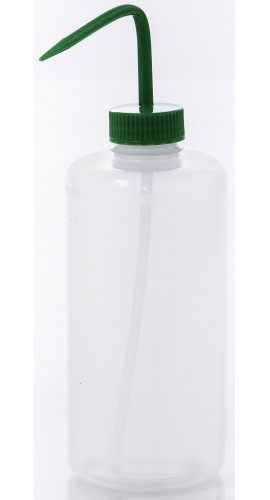 Bel-Art 116171000 Narrow Mouth 1000ML Polyethylene Wash Bottles, Green Cap, Pack of 4-