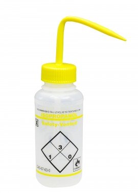 Bel-Art 11643-0224 Safety-Vented and Labeled Wide-Mouth Wash Bottles, 8 oz, isopropanol-