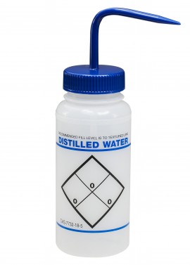 Bel-Art 11646-0620 Safety-Labeled Wide-Mouth Wash Bottles, 16 oz, distilled water-