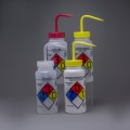 Bel-Art 12416-0050 GHS-Labeled and Safety-Vented Wide Mouth Wash Bottles, 16 oz, assorted-