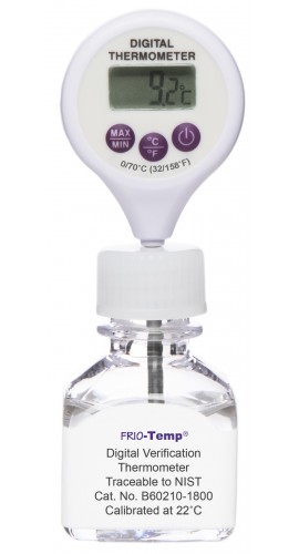 Bel-Art 60210-1800 FRIO Calibrated Electronic Verification Thermometer with Lollipop Stem, 22&amp;deg;C Ambient-