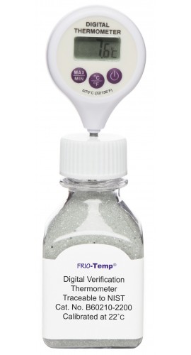 Bel-Art 60210-2200 FRIO Calibrated Electronic Verification Thermometer with Lollipop Stem, 22&amp;deg;C Ambient-