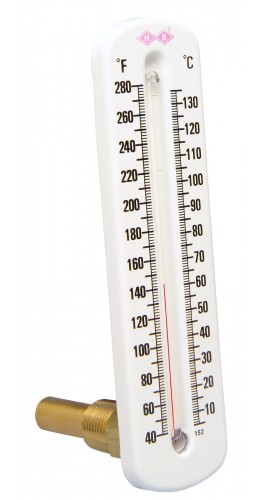 Bel-Art 608070000 DURAC Hot Water/Refrigerant Line Thermometer, 40 to 260&amp;#176;F, brass well-