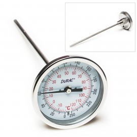 Bel-Art 613108300 DURAC Bi-Metal Thermometer with &amp;#189; NPT, 10" stem, 0 to 250&amp;#176;F-