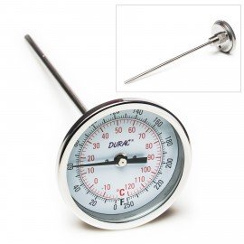 Bel-Art 613108300 DURAC Bi-Metal Thermometer with &amp;#189; NPT, 10" stem, 0 to 250&amp;#176;F-