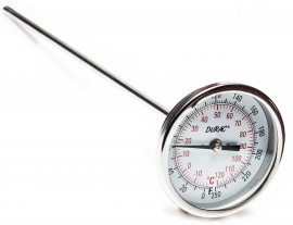 Bel-Art 61310-8900 DURAC Bimetallic Dial Thermometer, 0 to 250&amp;deg;F, 0.5\ NPT Threaded Connection"-