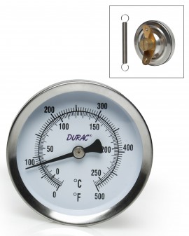 Bel-Art 613202900 DURAC Bi-Metal Surface Temperature Thermometer, 0 to 500&amp;#176;F, single spring-