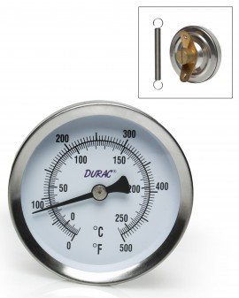 Bel-Art 613202900 DURAC Bi-Metal Surface Temperature Thermometer, 0 to 500&amp;#176;F, single spring-