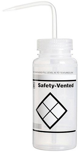 Bel-Art F11642-0638 LYOB (Label Your Own Bottle) 2-Color, Safety-Vented / Labeled Wide-Mouth Wash Bottle, 500ml, Pack of 3-