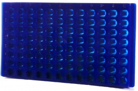 Bio Plas 0092F Microcentrifuge Tube Rack, 96 Wells, Fluorescent Blue , (Pack of 5)-