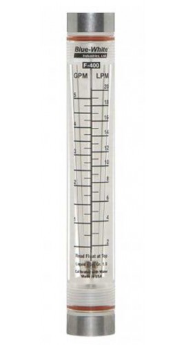 Blue-White F-40050LK-4 Acrylic Flowmeter, 0.05 to 0.5GPM, 1/4in Female NPT-