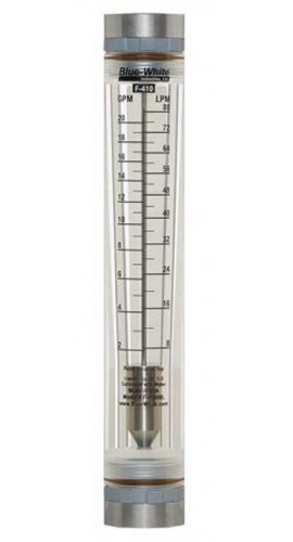 Blue-White F-40750LK-12 F-410 Series Flowmeter, 1 to 10GPM-
