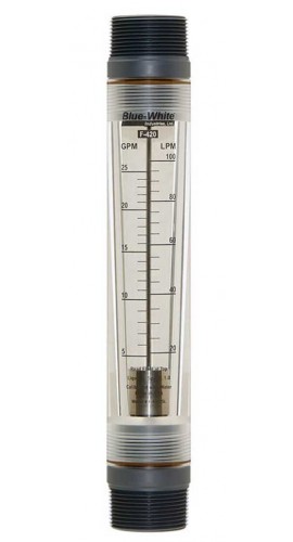 Blue-White F-42025LK-16 K-Series Flowmeter with Hastelloy Guide Rod, 5 to 25GPM, 1in Female NPT-