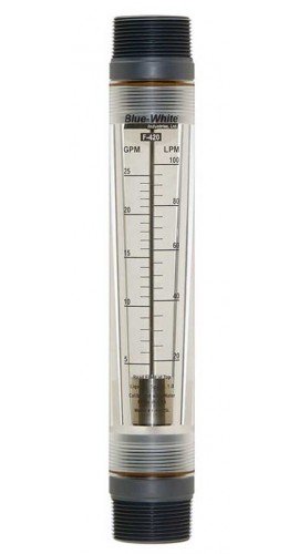 Blue-White F-42040LN-16 Standard Series Flowmeter with 316 SS Guide Rod, 8 to 40GPM-