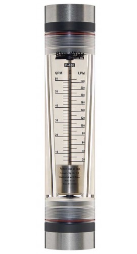 Blue-White F-43040LNS Standard Series Flowmeter with 316 SS Guide Rod, 4 to 40GPM-