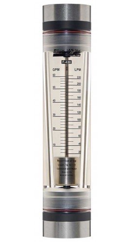 Blue-White F-43100LNS-24 Standard Series Flowmeter with 316 SS Guide Rod, 20 to 100GPM-