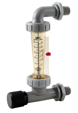 Blue-White F-44750LA-8 Standard Series Adjustable Panel-Mount Flowmeter with 316 SS Guide Rod, 1 to 10GPM, 1/2in Male NPT-
