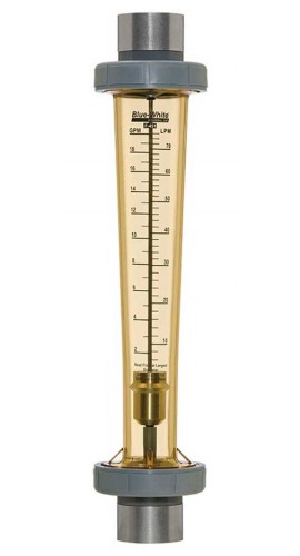 Blue-White F-451006LHN-24 Standard Series Non-Shielded Flowmeter with 316 SS Guide Rod, 0.5 to 5GPM, 1-1/2in-
