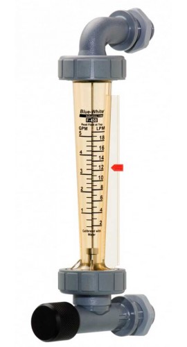 Blue-White F-45500LE-12 Standard Series Panel-Mount Flowmeter with 316 SS Guide Rod, 0.5 to 5GPM, 3/4in Female NPT-