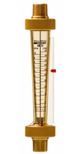 Blue-White F-45750LK-8 Flowmeter, 1 to 10GPM, 1/2in Male NPT-
