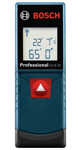 Bosch BLAZE GLM 20 Laser Measure, &amp;plusmn;<sup>1</sup>&amp;frasl;<sub>8</sub>&amp;quot;, 65'-